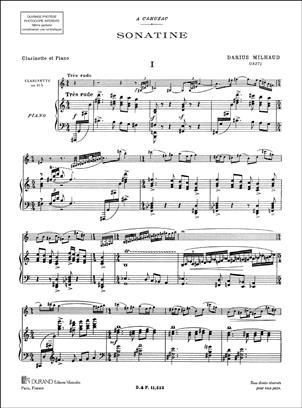 MILHAUD D. - SONATINA - (CL/P)