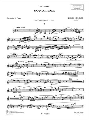 MILHAUD D. - SONATINA - (CL/P)