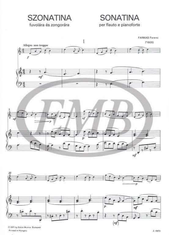 FARKAS F. - SONATINA - FLAUTA Y PIANO -