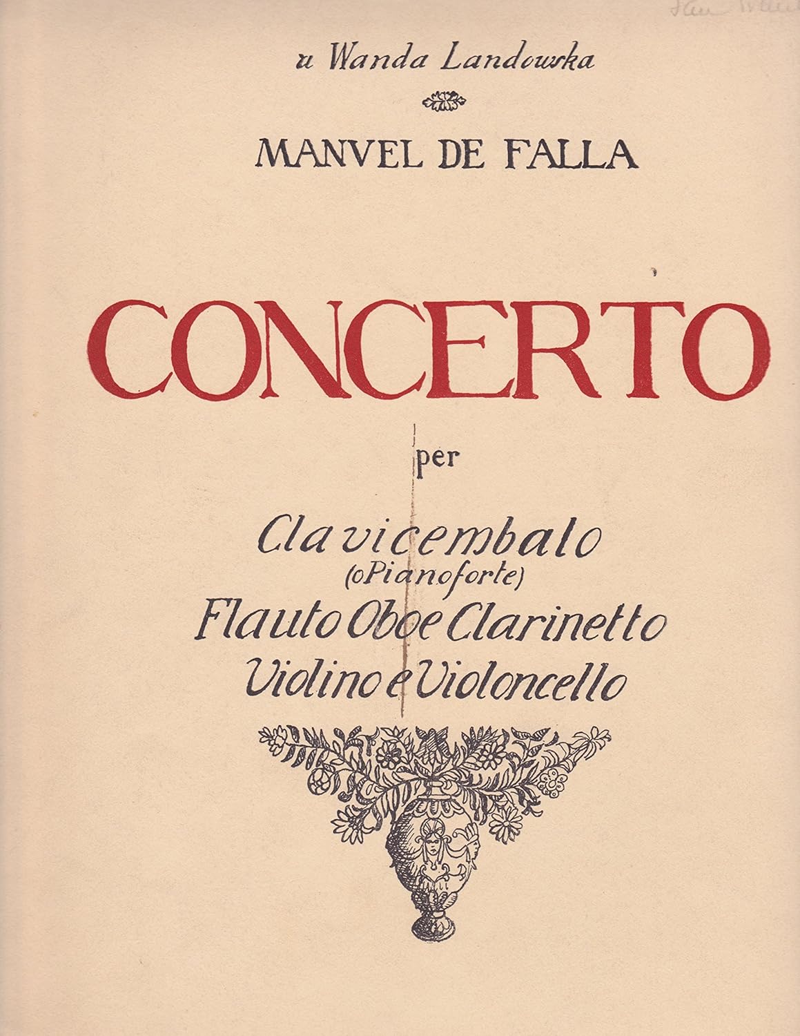 M.DE FALLA.-CONCERTO (Partie du clavecin solo ou piano)