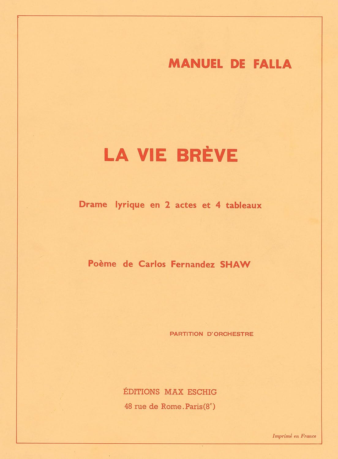M.FALLA .- La Vie Breve