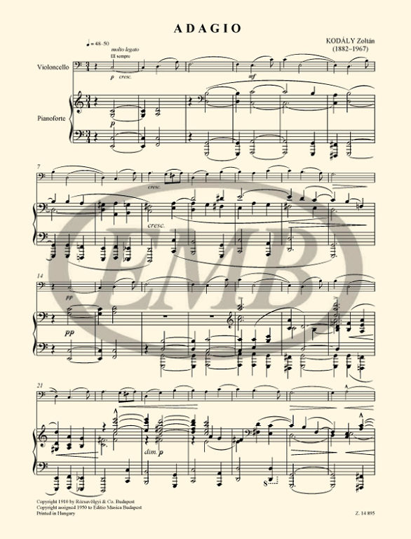KODALY Z. - ADAGIO VIOLONCELLO Y PIANO