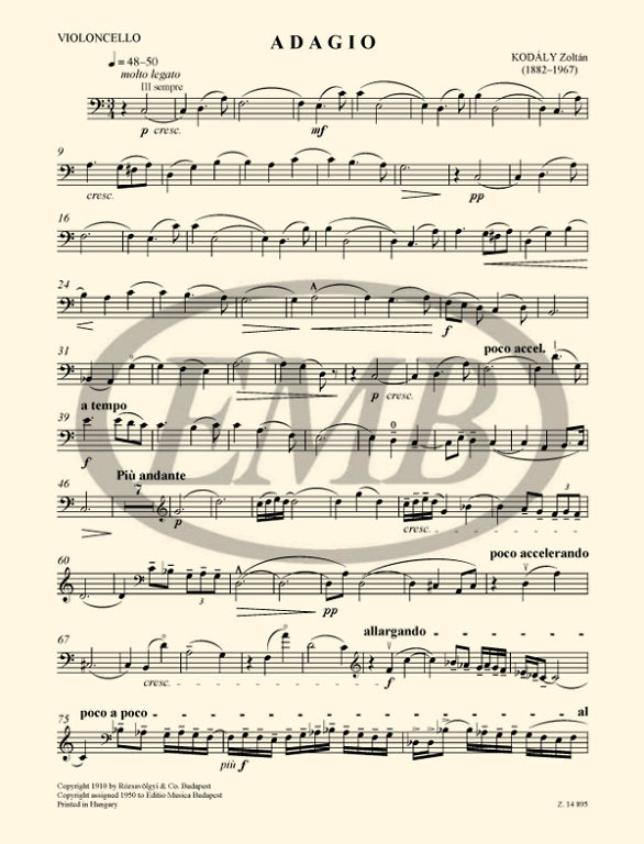KODALY Z. - ADAGIO VIOLONCELLO Y PIANO