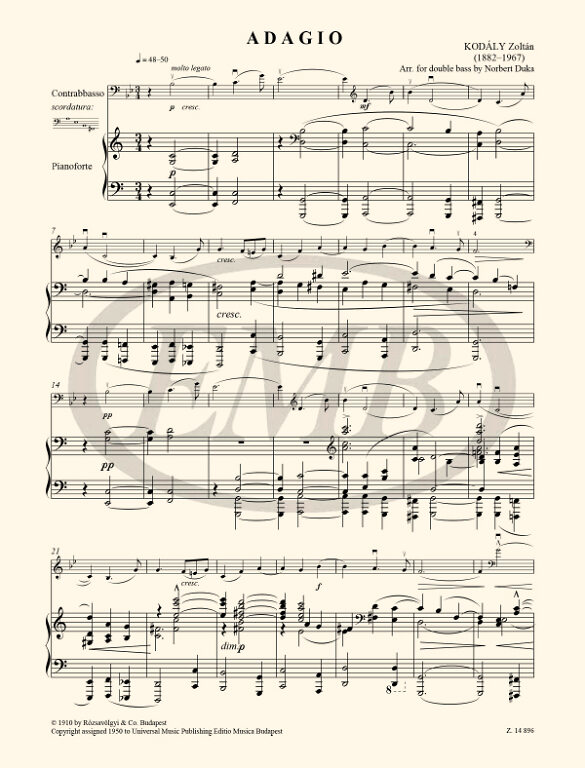 KODALY Z. - ADAGIO CONTRABAJO Y PIANO