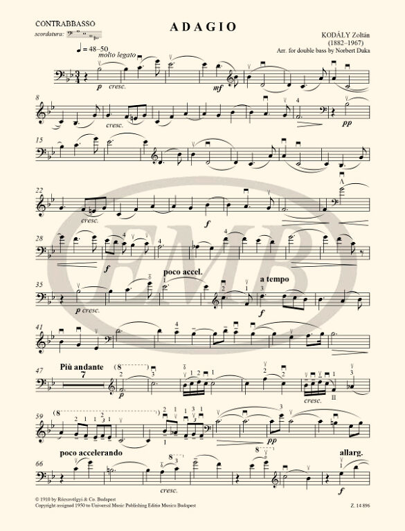 KODALY Z. - ADAGIO CONTRABAJO Y PIANO