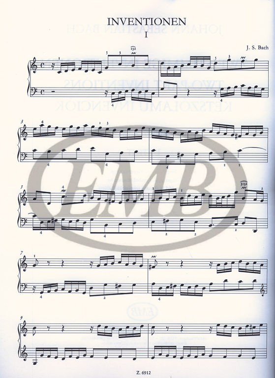BACH J.S. - INVENCIONES A 2 VOCES URTEXT -