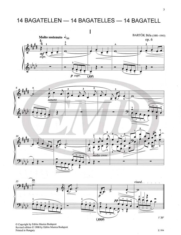 BARTOK B. - BAGATELAS (14) - OP.6