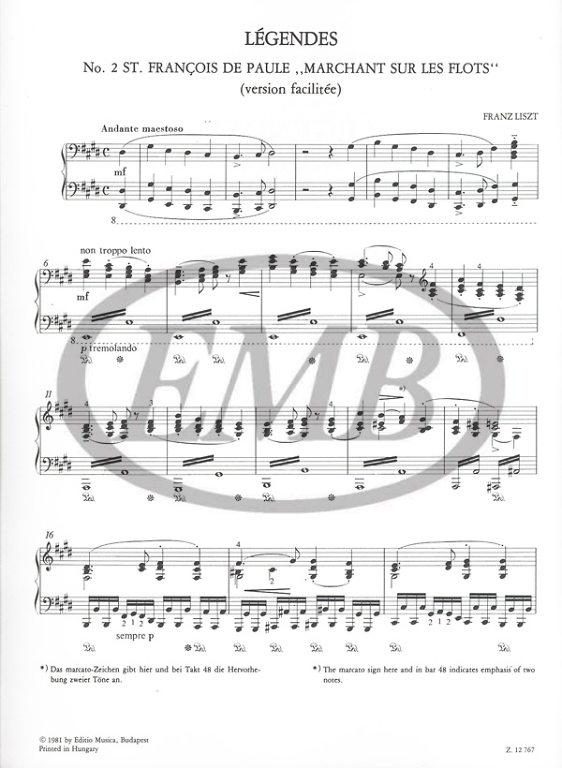 LISZT F. - LEYENDA Nº2 S.FCO.PAULA.ANDANDO SOB.OLAS -