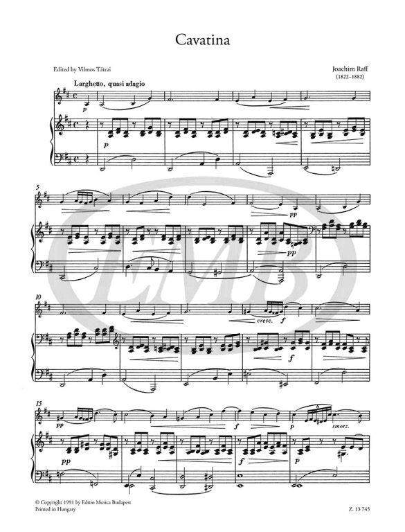 RAFF J. - CAVATINA - (VIOLIN O CELLO Y PIANO )