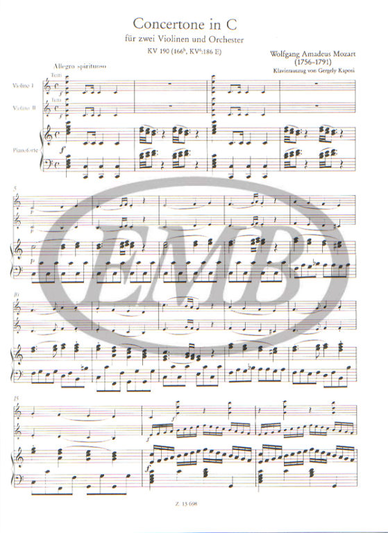 MOZART W.A. - CONCERTONE DO M -
