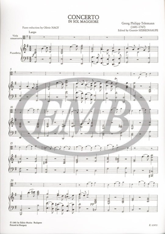 TELEMANN G.P. - CONCIERTO SOL M - (VIOLA o CELLO)