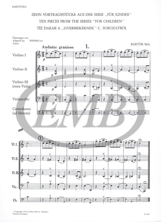 BARTOK B. - PIEZAS FOR CHILDREN (10) (C) -