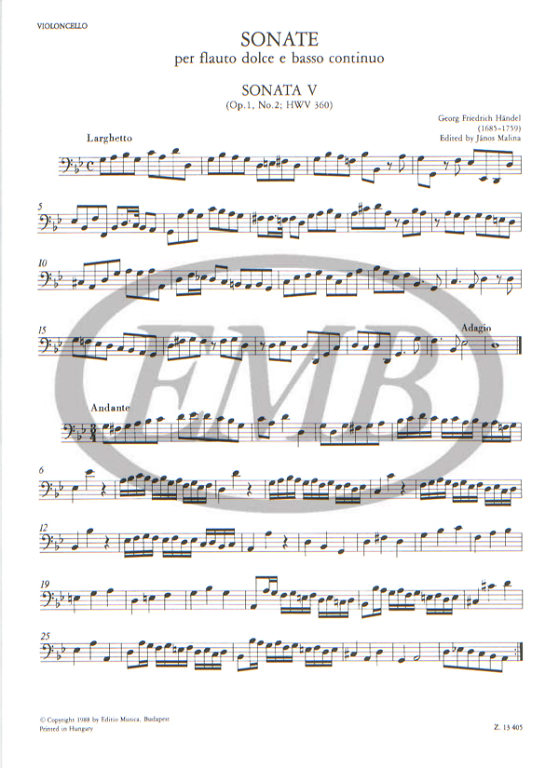 HANDEL G.F. - SONATAS V.2 (5-8) (8) URTEXT -