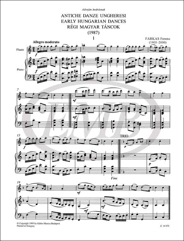 FARKAS F. - DANZAS ANTIGUAS HUNGARAS DEL SIGLO XVII -