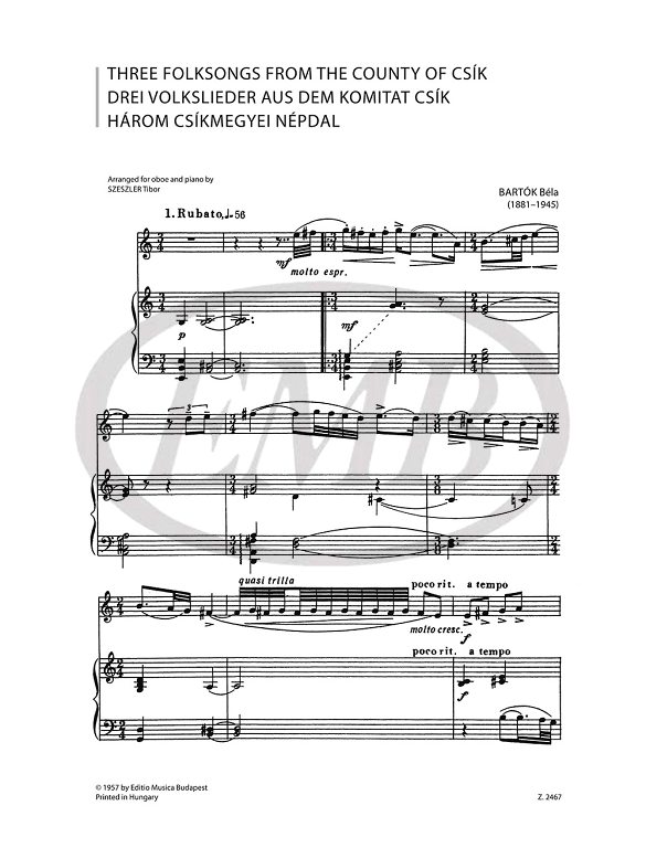 BARTOK B. - CANCIONES POPULARES DEL CSIK (3) -