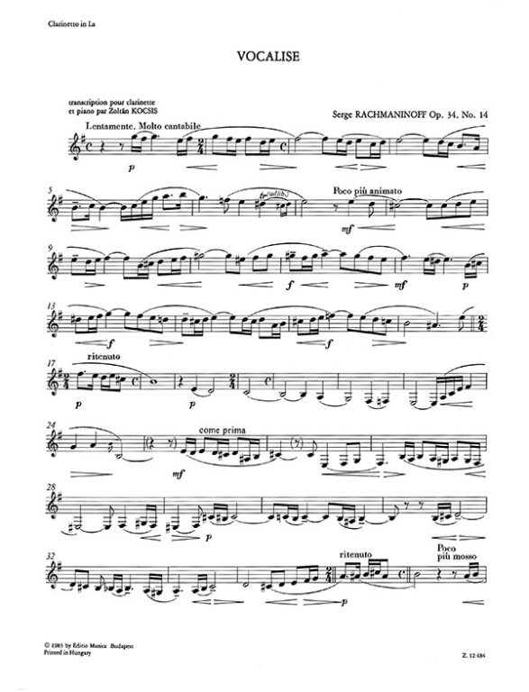 RACHMANINOFF S. - VOCALISE - OP.34 Nº14
