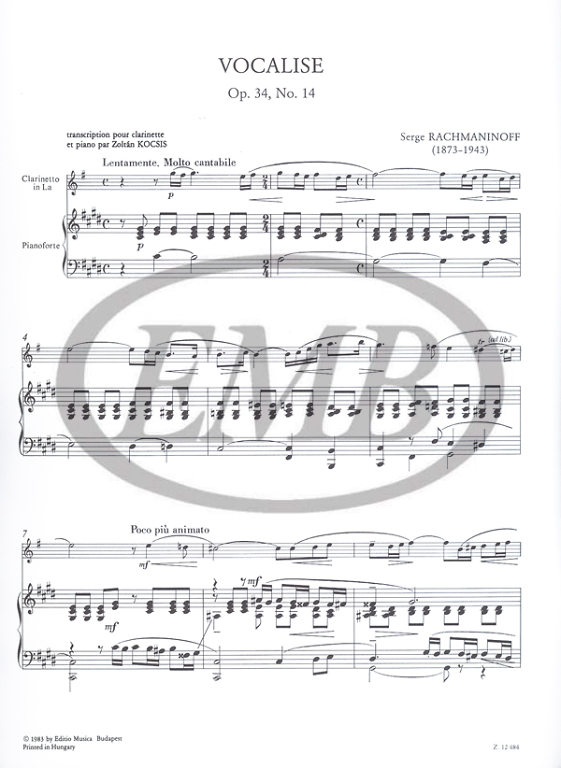 RACHMANINOFF S. - VOCALISE - OP.34 Nº14