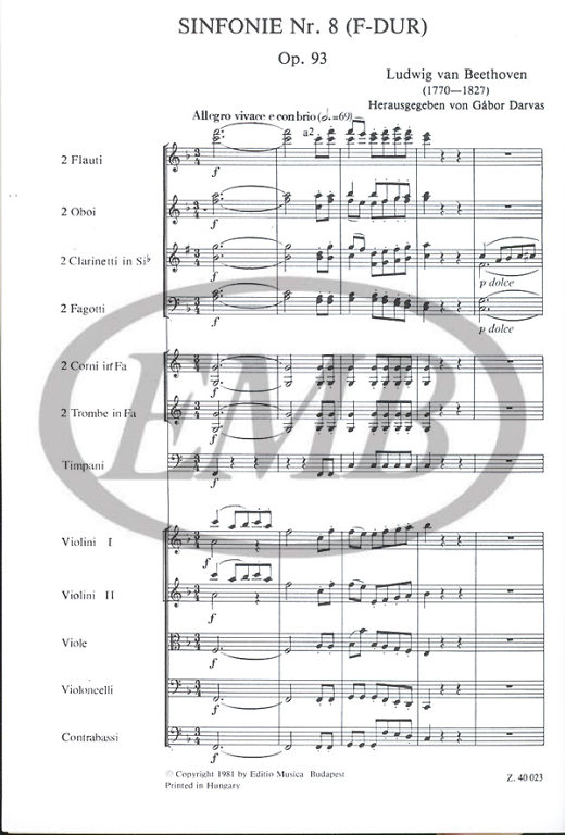 BEETHOVEN L.V. - SINFONIA Nº8 FA M - OP.93 (BOLSILLO)