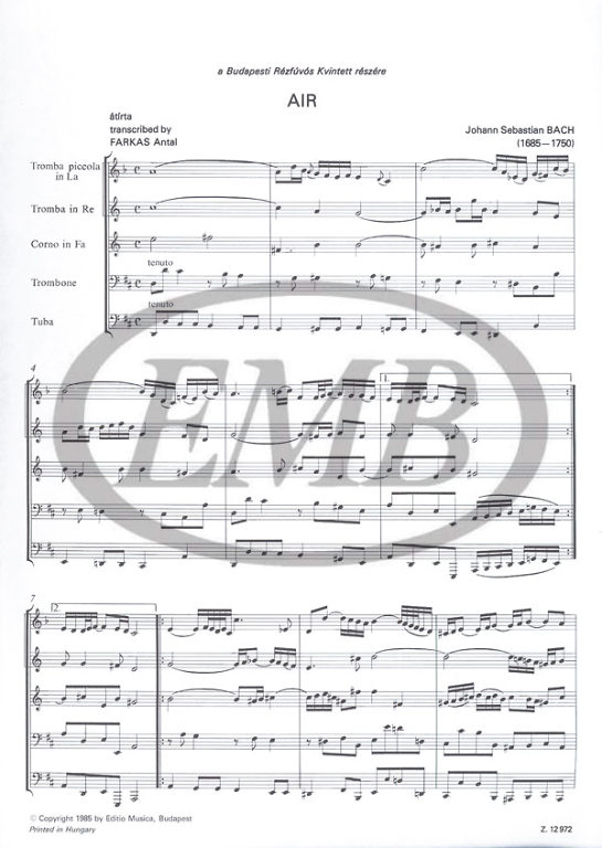 BACH J.S. - ARIA (SC+PT)     2TP/TR/TB/TU -