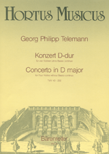 TELEMANN G.P. - CONCIERTO RE M TWV40: 202 4 VIOLINES SIN CONTINUO(SC+PT)