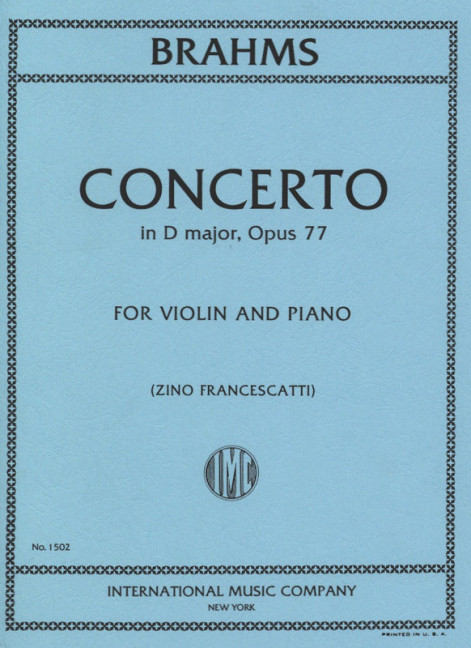 BRAHMS J. - CONCIERTO RE M CON CADENCIAS - OP.77
