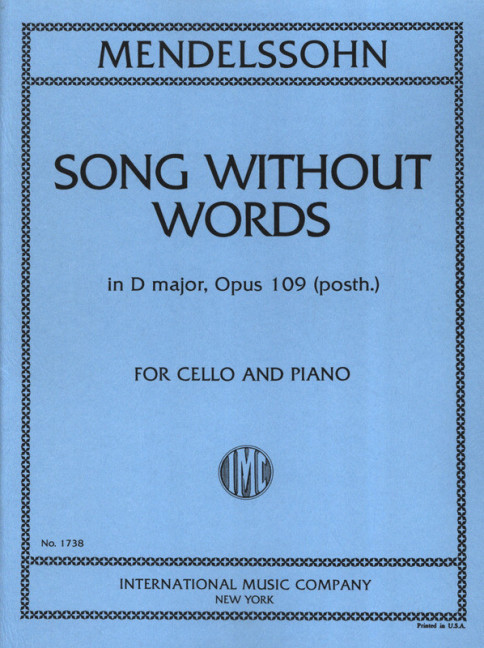 MENDELSSOHN F. - CANCION SIN PALABRAS RE M - OP.109 POST.
