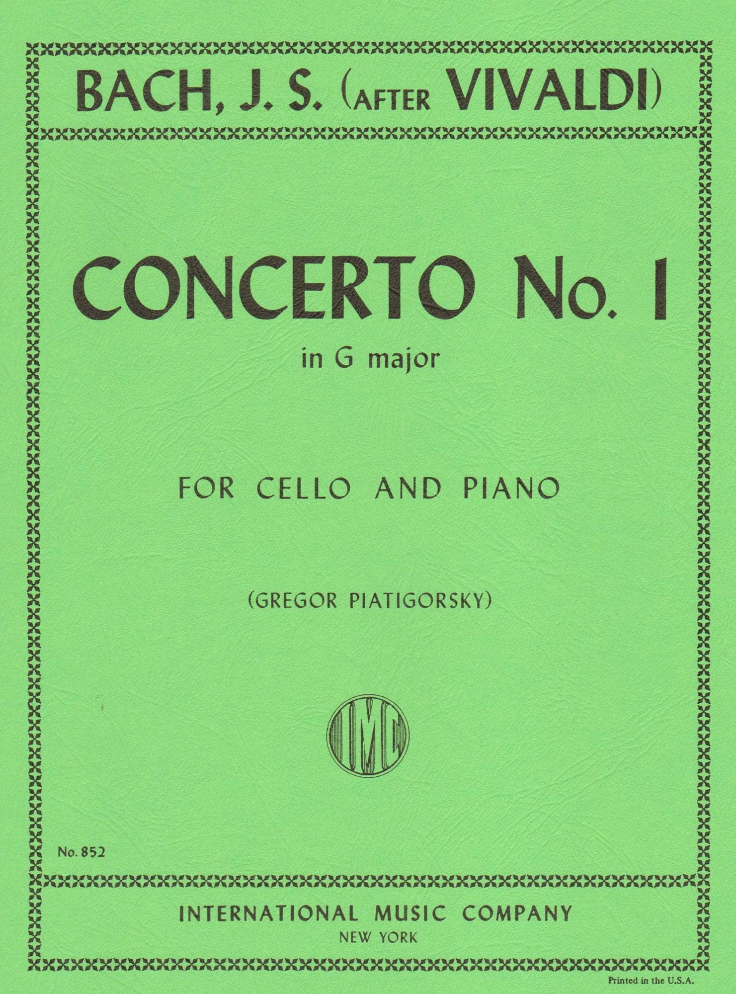 BACH J.S. - CONCIERTO Nº1 SOL M (VIOLONCELLO Y PIANO)