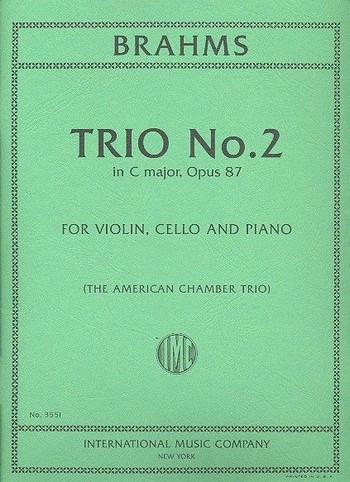 BRAHMS J. - TRIO Nº2 DO M - OP.87 (V/VC/P)