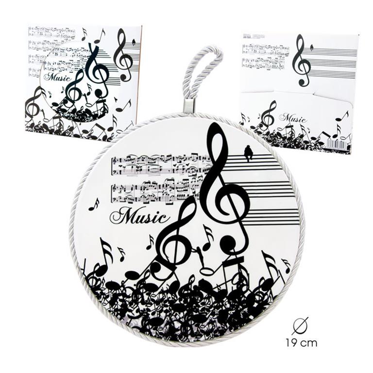 REGALO - SALVAMANTELES CON MOTIVOS MUSICALES EN CERAMICA (18cm) BLANCO Y NEGRO