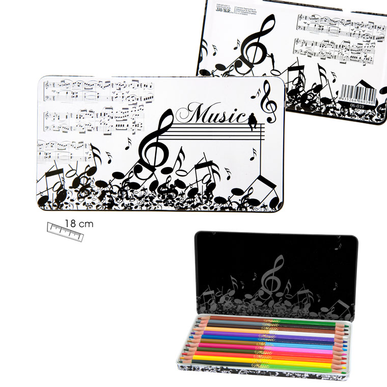 REGALO - ESTUCHE DE METAL RECTANGULAR CON LAPICEROS DE COLORES