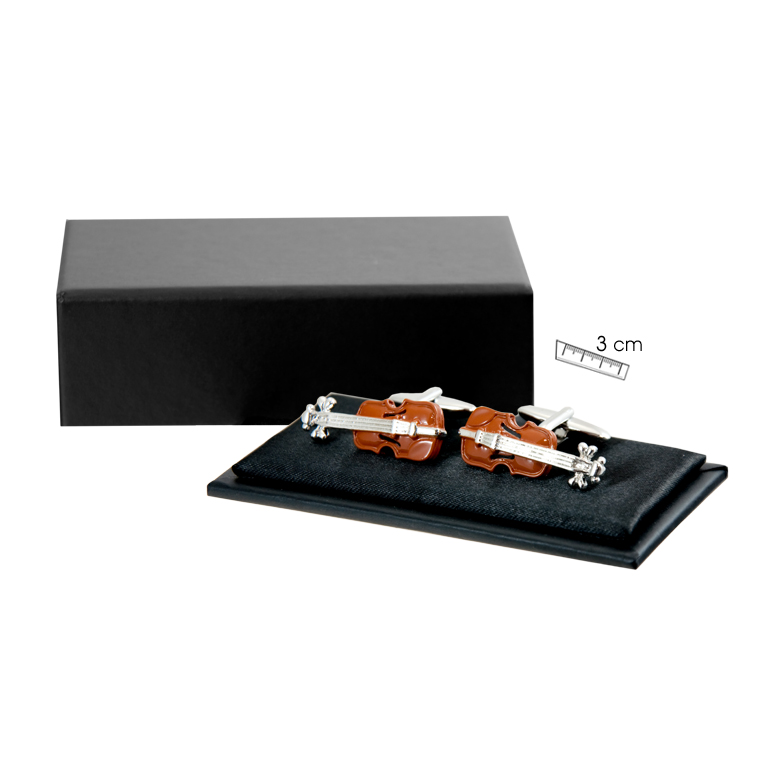 REGALO - GEMELOS EN FORMA DE VIOLIN COLOR MADERA OSCURO