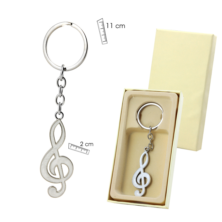 REGALO - LLAVERO CON LA CLAVE MUSICAL (ESMALTADO BLANCO)