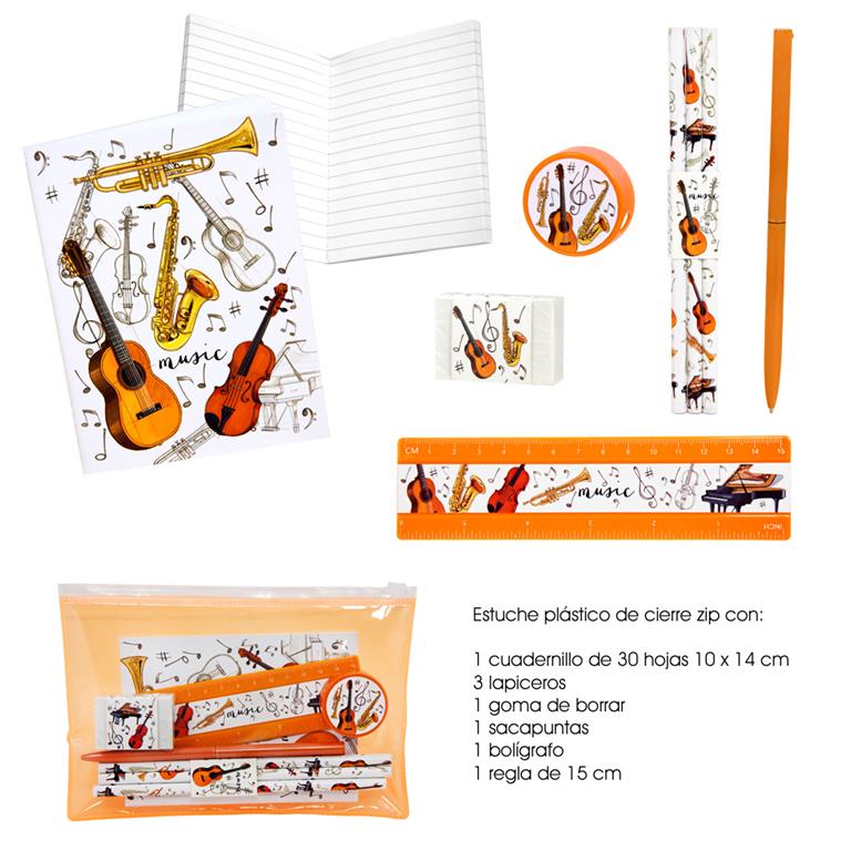 REGALO - SET DE PAPELERIA EN ESTUCHE DE PLASTICO CON CIERRE ZIP