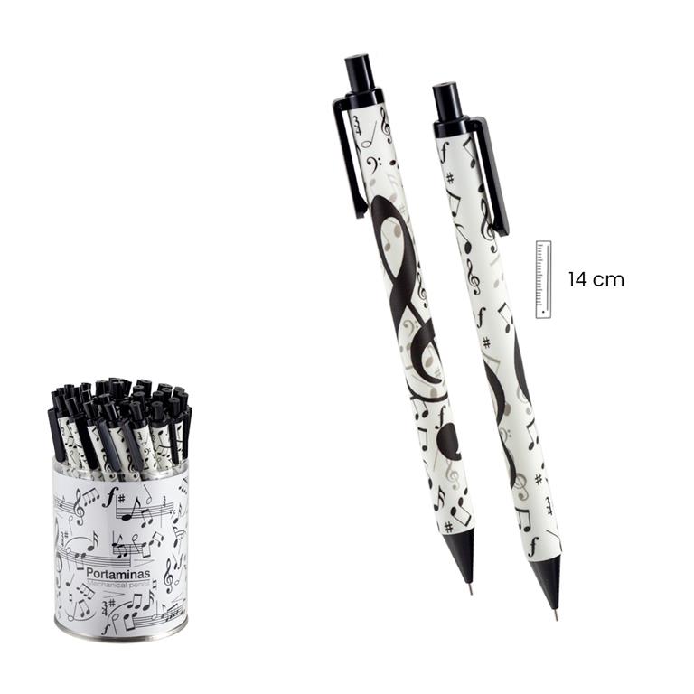 REGALO - LAPIZ PORTAMINAS BLANCO CON NOTAS NEGRAS