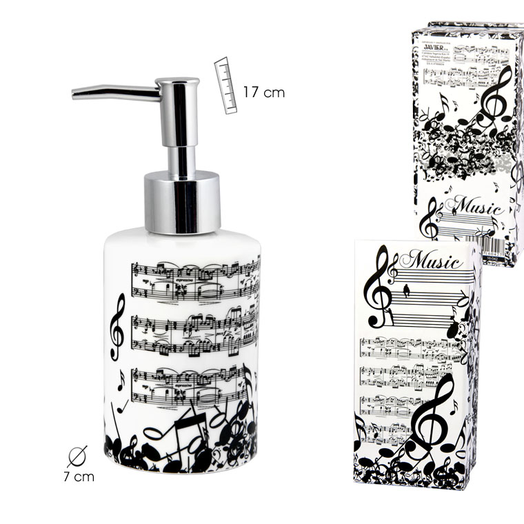 REGALO - BOTE CON DISPENSADOR Y MOTIVOS MUSICALES (17cm) (CERAMICA)