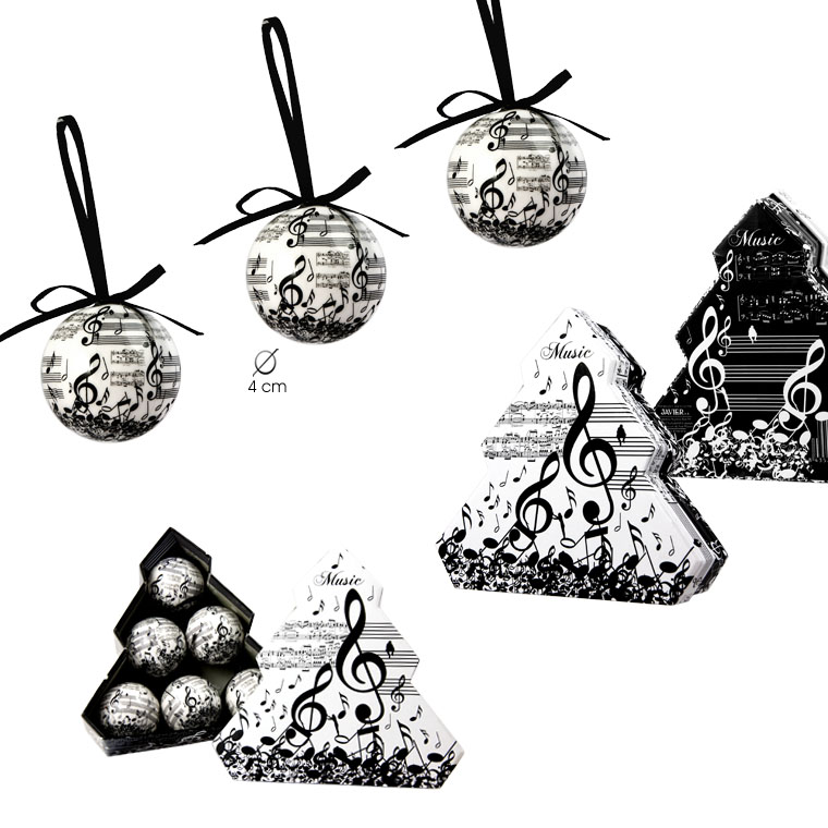 REGALO - SET 6 BOLAS NAVIDAD (GUARDADAS EN CAJITA CON FORMA DE ARBOL DE NAVIDAD)