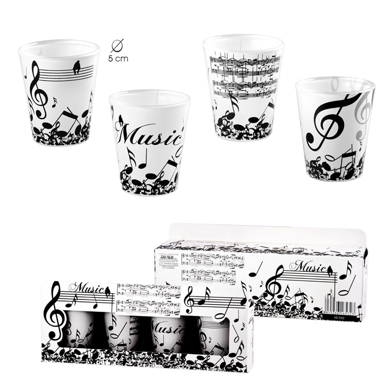 REGALO - SET 4 VASOS DE CHUPITO CON MOTIVOS MUSICALES