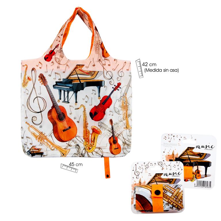 REGALO - BOLSA PLEGABLE (CON ASA) CON INSTRUMENTOS MUSICALES 42cm