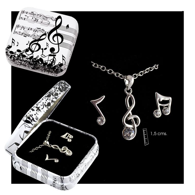REGALO - COLGANTE + PENDIENTES MUSICAL  (EN LATA)