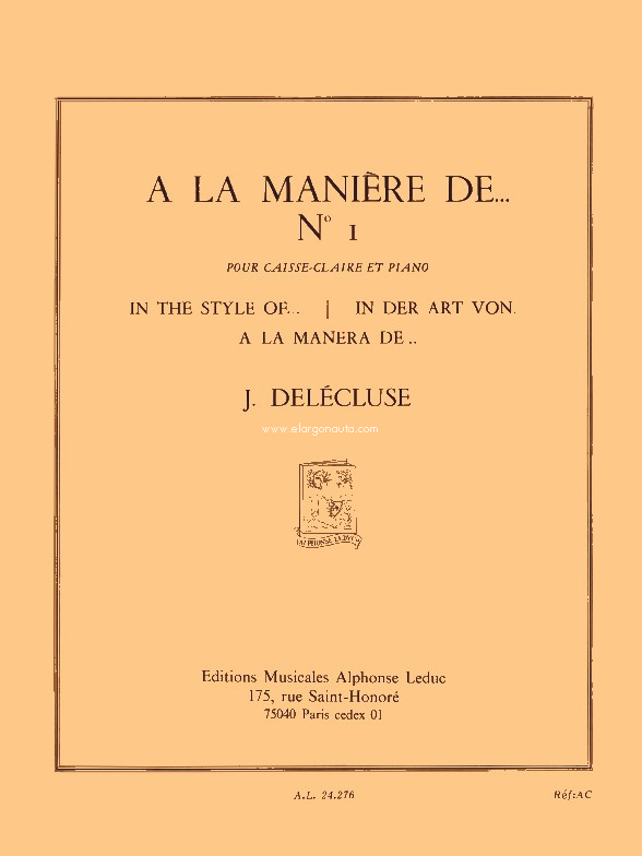 DELECLUSE J. - A LA MANERA DE... Nº 1 (CAJA CLARA Y PIANO)