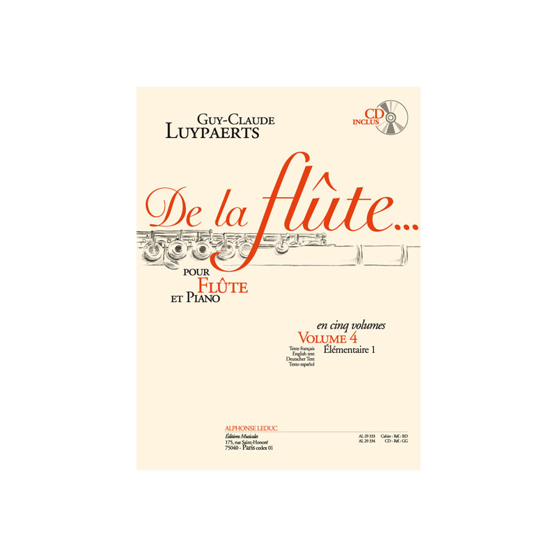 LUYPAERTS G.C - DE LA FLAUTA V.4 ESPAÑOL + ING + FRAN + ALEMAN +CD