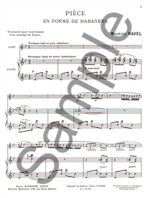 RAVEL M. - PIEZA EN FORMA DE HABANERA -