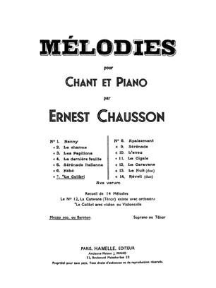 CHAUSSON E. - EL COLIBRI MELODIA Nº 7 (MEZZO O BARITONO Y PIANO)