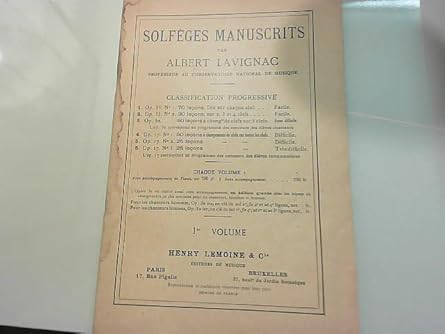 LAVIGNAC A. - SOLFEO MANUSCRITO V.1 -
