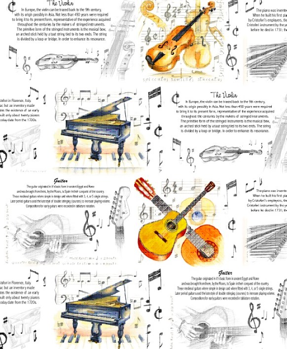 REGALO - PAPEL DE REGALO INSTRUMENTOS CLASICOS