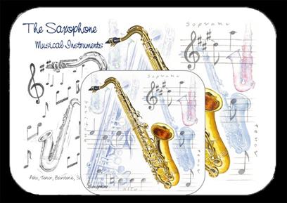 REGALO - SET (MANTELITO INDIVIDUAL + POSA VASOS) SAXOFON