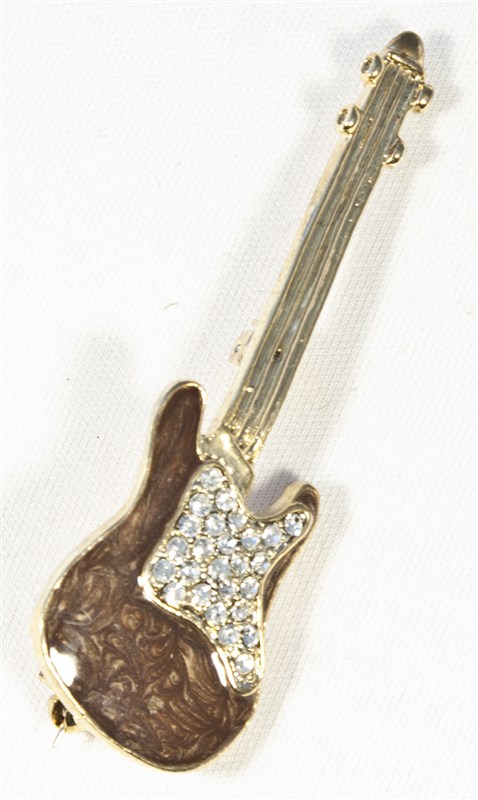 REGALO - BROCHE GUITARRA ELECT. ORO ACABADOS BRONZE Y BRILLANTE