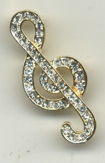 REGALO - BROCHE CLAVE DE SOL ACABADO BRILLANTE (PEQUEÑO)