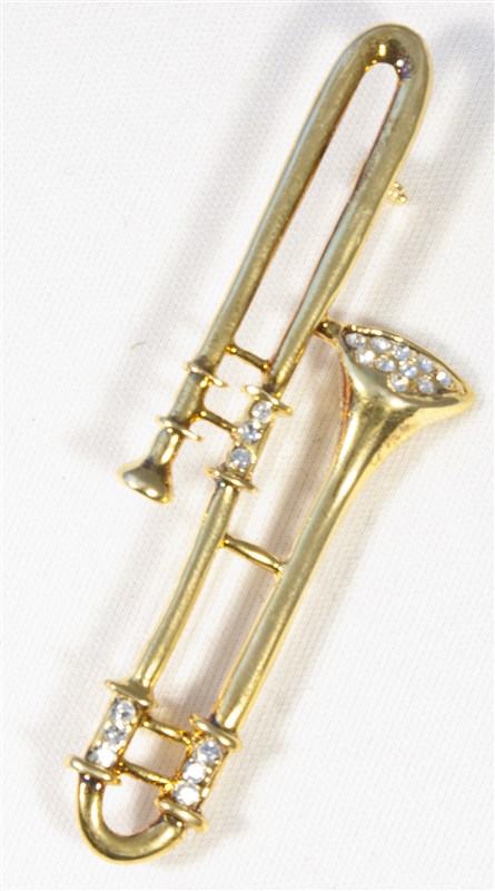 REGALO - BROCHE TROMBON ORO ACABADO BRILLANTE