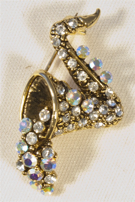 REGALO - BROCHE SAXOFON PLATA CON MOTIVOS BURBUJEANTES